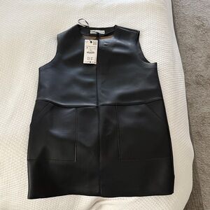 Zara Black Faux Leather Mini Dress